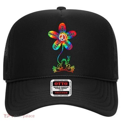 Hippie Frog Peace Love Hope Courage Tie Dye Peace Sign Gift Hat