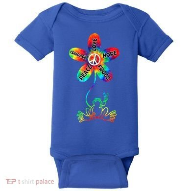 Hippie Frog Peace Love Hope Courage Tie Dye Peace Sign Gift Baby Bodysuit