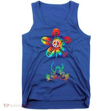 Hippie Frog Peace Love Hope Courage Tie Dye Peace Sign Gift Tank Top