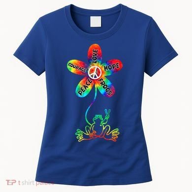 Hippie Frog Peace Love Hope Courage Tie Dye Peace Sign Gift Women's T-Shirt