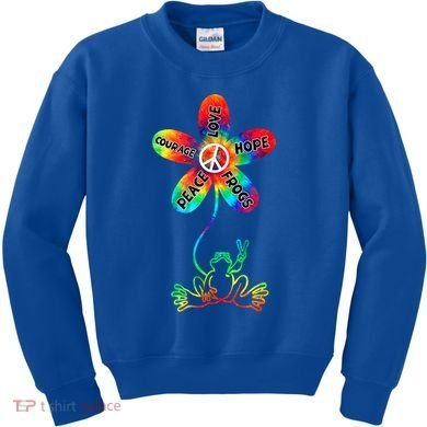 Hippie Frog Peace Love Hope Courage Tie Dye Peace Sign Gift Kids Sweatshirt