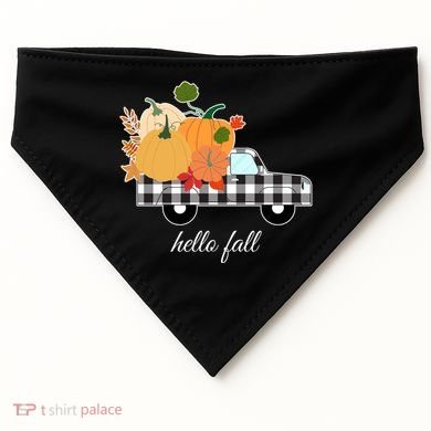 Hello Fall Pumpkin Patch Vintage Truck USA-Made Doggie Bandana