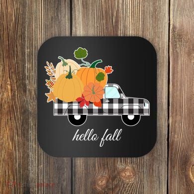 Hello Fall Pumpkin Patch Vintage Truck Coaster