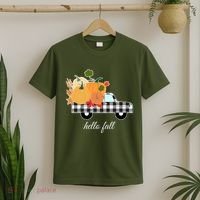 Hello Fall Pumpkin Patch Vintage Truck T-Shirt thumb 2