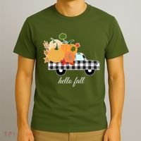Hello Fall Pumpkin Patch Vintage Truck T-Shirt thumb 3