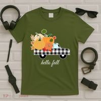 Hello Fall Pumpkin Patch Vintage Truck T-Shirt thumb 5
