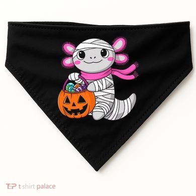 Halloween For   Pumpkin Axolotl Mummy USA-Made Doggie Bandana