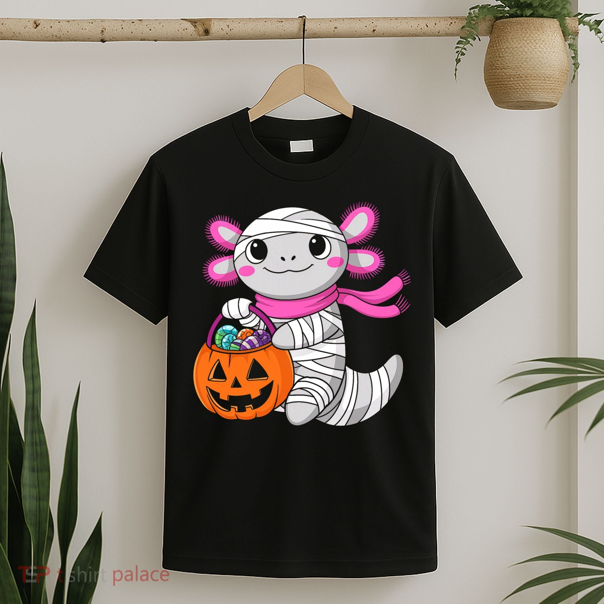 Halloween For   Pumpkin Axolotl Mummy T-Shirt