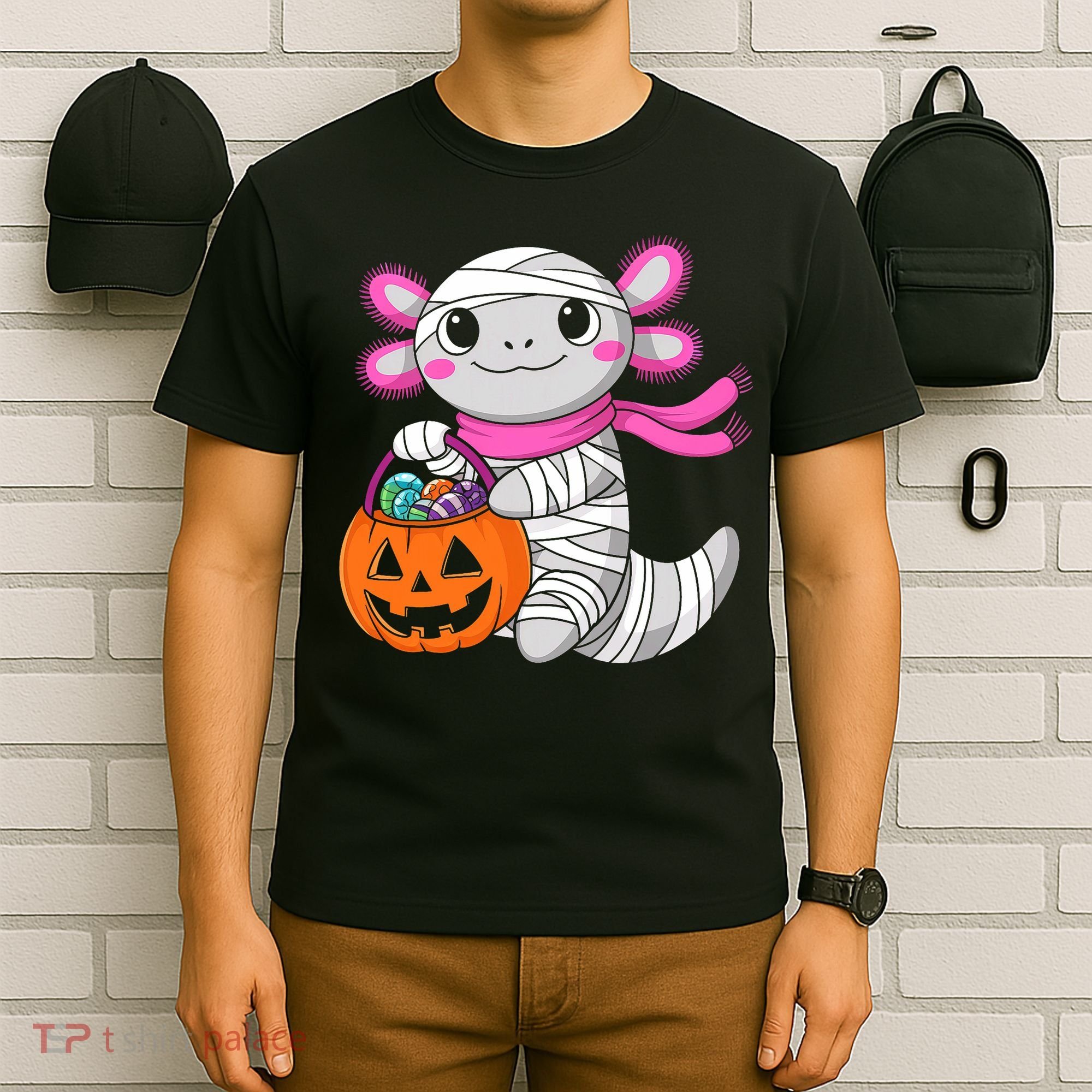 Halloween For   Pumpkin Axolotl Mummy T-Shirt