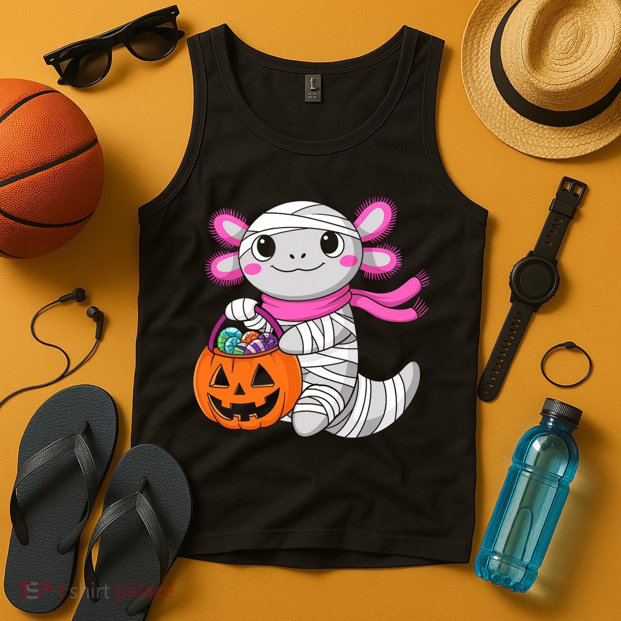 Halloween For   Pumpkin Axolotl Mummy Tank Top