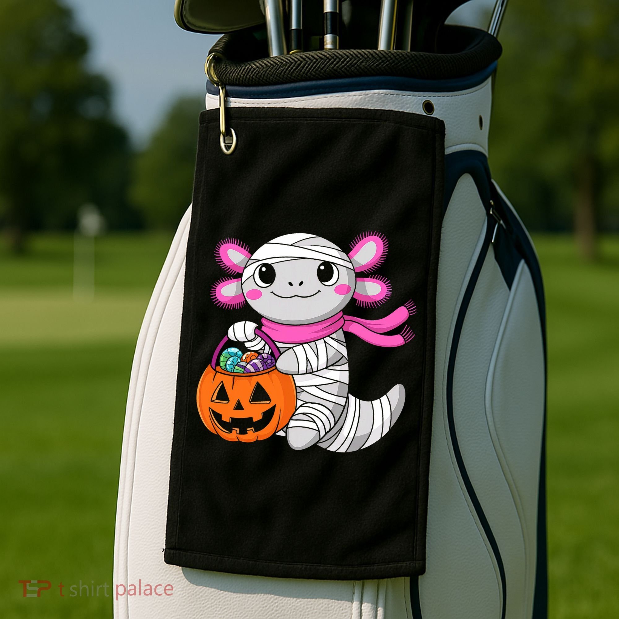 Halloween For   Pumpkin Axolotl Mummy Golf Towel