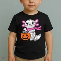Halloween For   Pumpkin Axolotl Mummy Toddler T-Shirt thumb 2