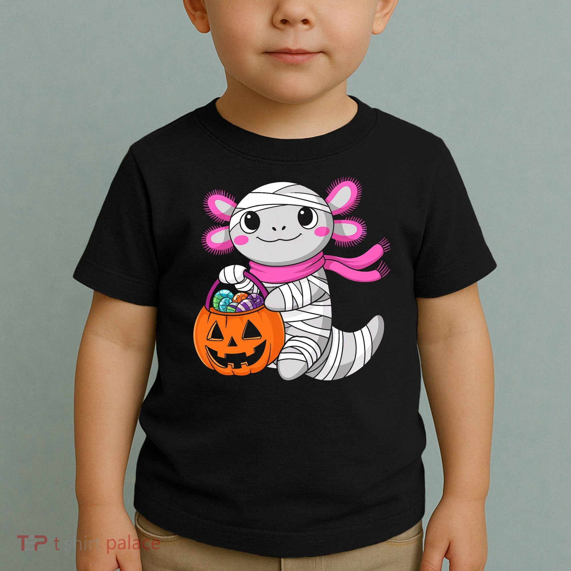Halloween For   Pumpkin Axolotl Mummy Toddler T-Shirt