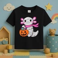 Halloween For   Pumpkin Axolotl Mummy Toddler T-Shirt thumb 3