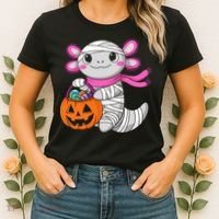 Halloween For   Pumpkin Axolotl Mummy Women's T-Shirt thumb 2
