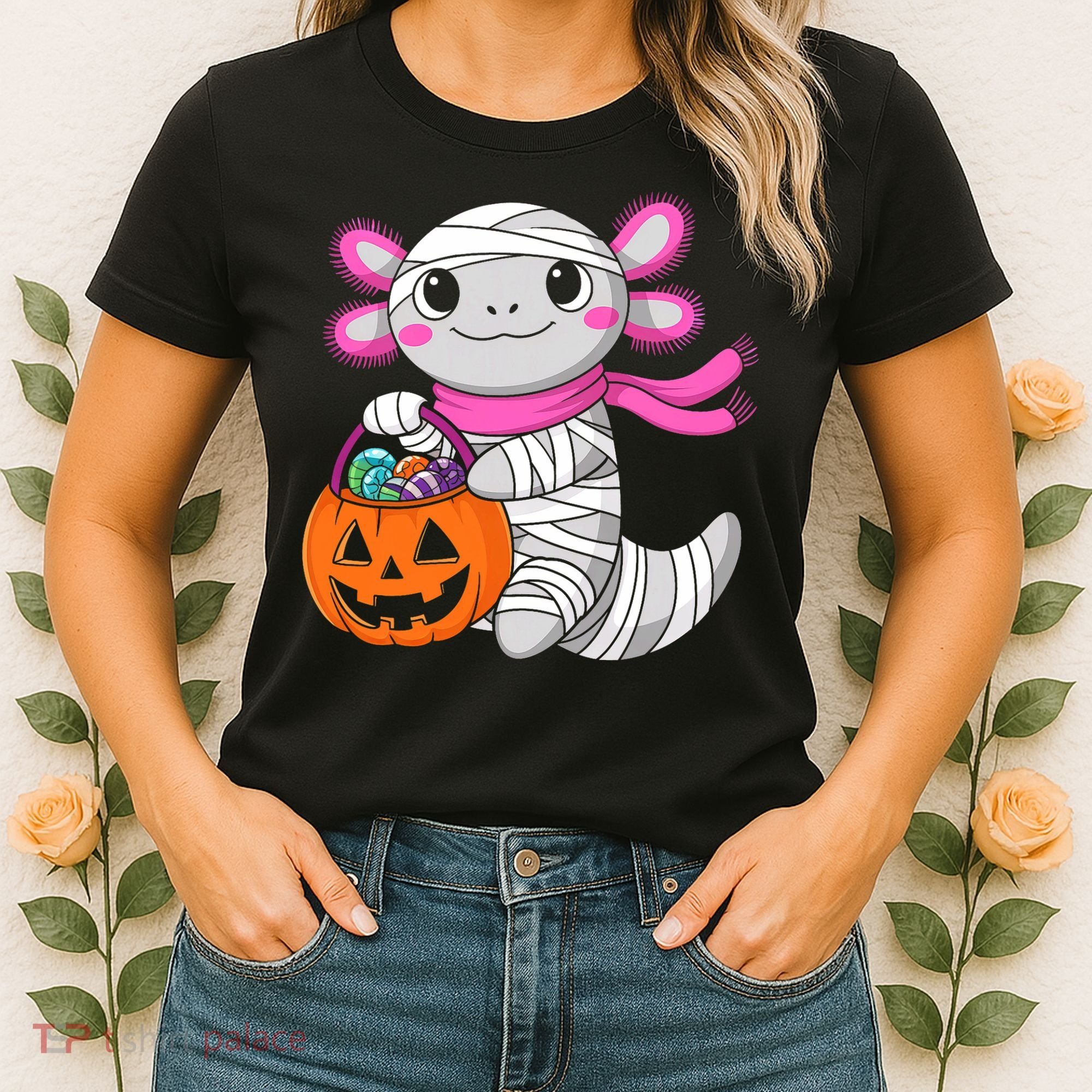 Halloween For   Pumpkin Axolotl Mummy Women's T-Shirt