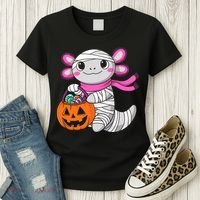 Halloween For   Pumpkin Axolotl Mummy Women's T-Shirt thumb 3