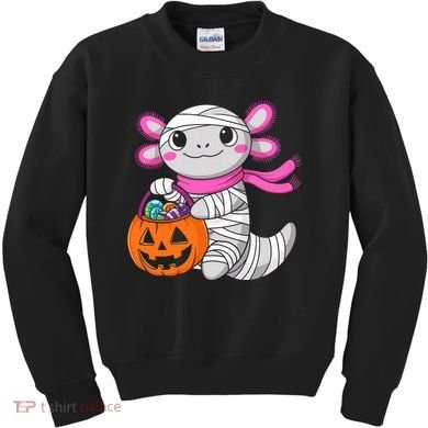 Halloween For   Pumpkin Axolotl Mummy Kids Sweatshirt