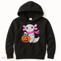 Halloween For   Pumpkin Axolotl Mummy Kids Hoodie thumb 0