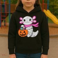 Halloween For   Pumpkin Axolotl Mummy Kids Hoodie thumb 3