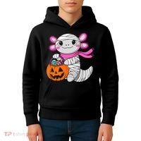 Halloween For   Pumpkin Axolotl Mummy Kids Hoodie thumb 4