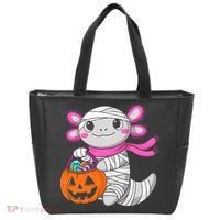 Halloween For   Pumpkin Axolotl Mummy Tote Bag thumb 0