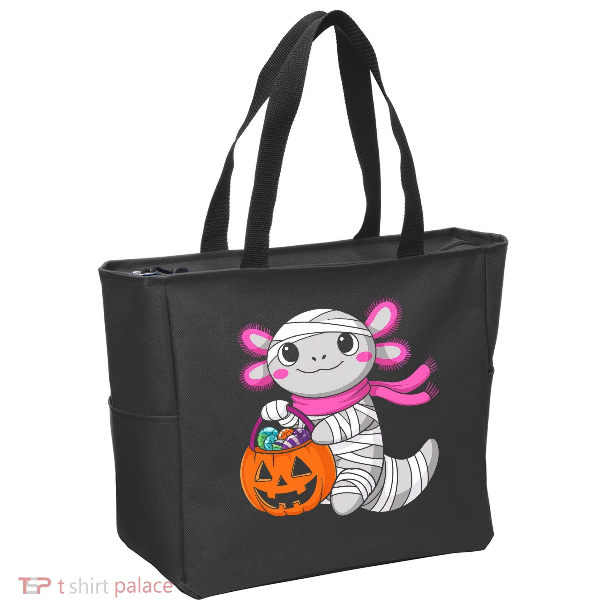 Halloween For   Pumpkin Axolotl Mummy Tote Bag