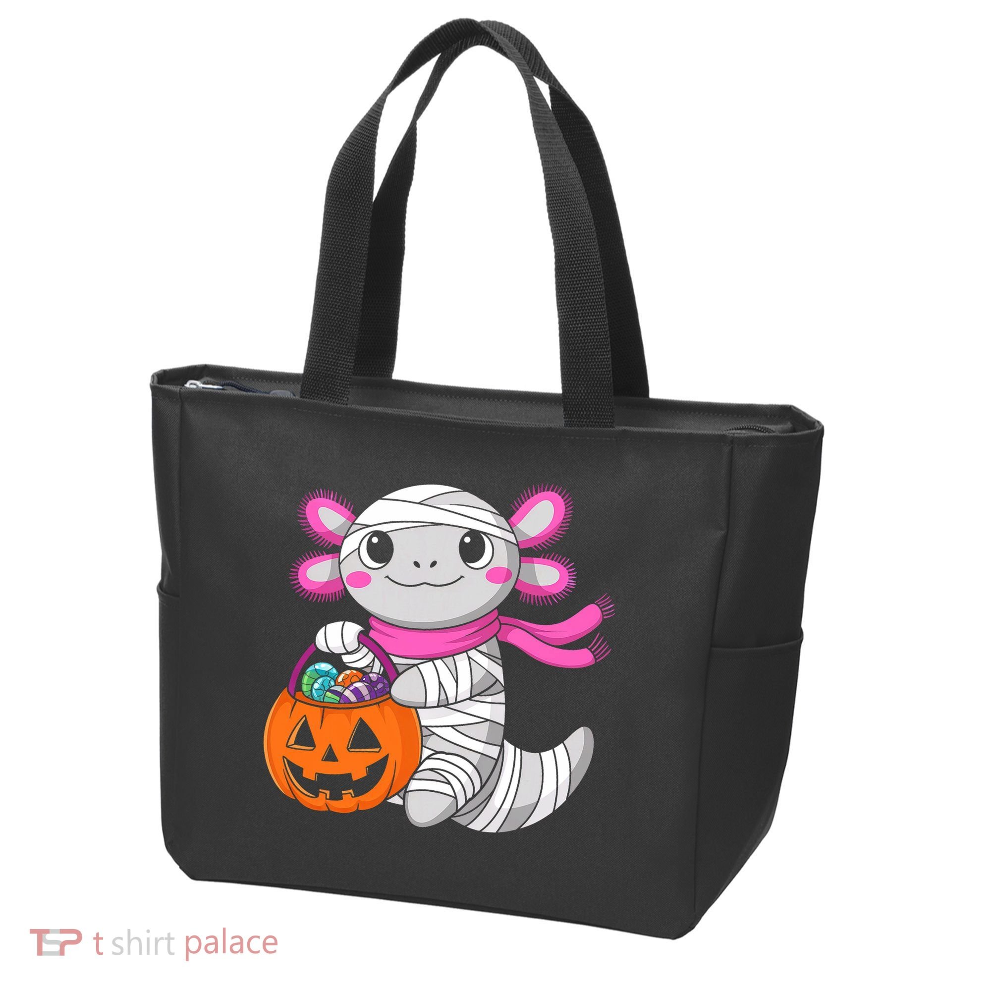 Halloween For   Pumpkin Axolotl Mummy Tote Bag
