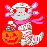 Halloween For   Pumpkin Axolotl Mummy Santa Hat thumb 1