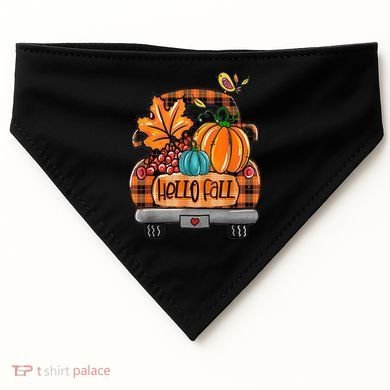 Hello Fall Pumpkin Truck Cute USA-Made Doggie Bandana