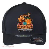 Hello Fall Pumpkin Truck Cute Flexfit Unipanel Trucker Cap thumb 0