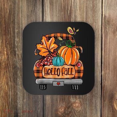 Hello Fall Pumpkin Truck Cute Coaster