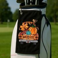 Hello Fall Pumpkin Truck Cute Golf Towel thumb 2