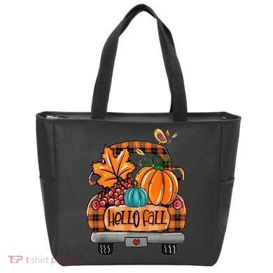 Hello Fall Pumpkin Truck Cute Tote Bag