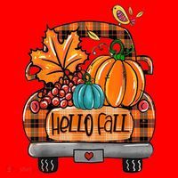 Hello Fall Pumpkin Truck Cute Santa Hat thumb 1