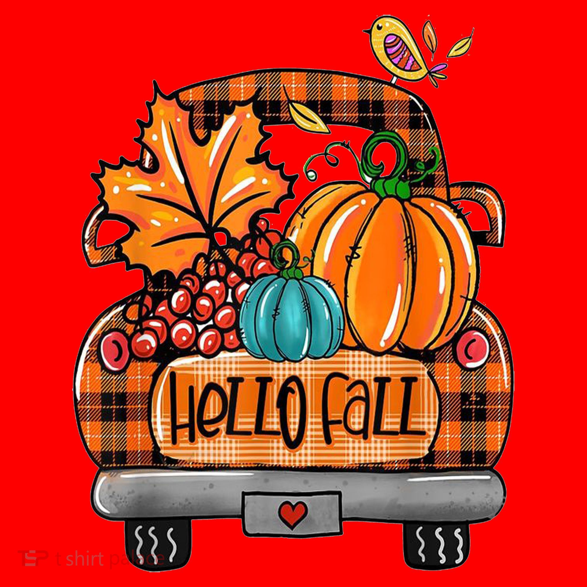 Hello Fall Pumpkin Truck Cute Santa Hat