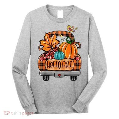 Hello Fall Pumpkin Truck Cute Long Sleeve Shirt