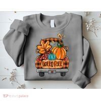 Hello Fall Pumpkin Truck Cute Sweatshirt thumb 2