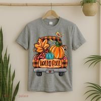 Hello Fall Pumpkin Truck Cute T-Shirt thumb 2