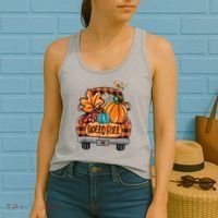 Hello Fall Pumpkin Truck Cute Women's Tank Top thumb 2