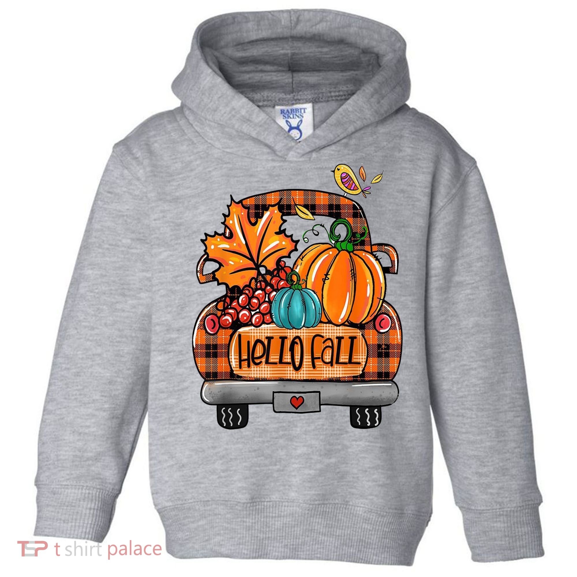 Hello Fall Pumpkin Truck Cute Toddler Hoodie