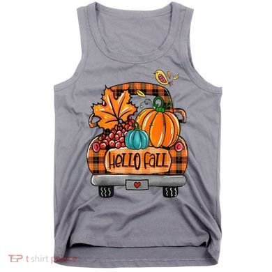 Hello Fall Pumpkin Truck Cute Tank Top