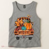Hello Fall Pumpkin Truck Cute Tank Top thumb 2