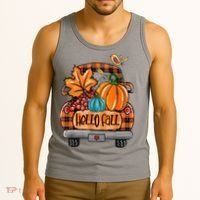 Hello Fall Pumpkin Truck Cute Tank Top thumb 3