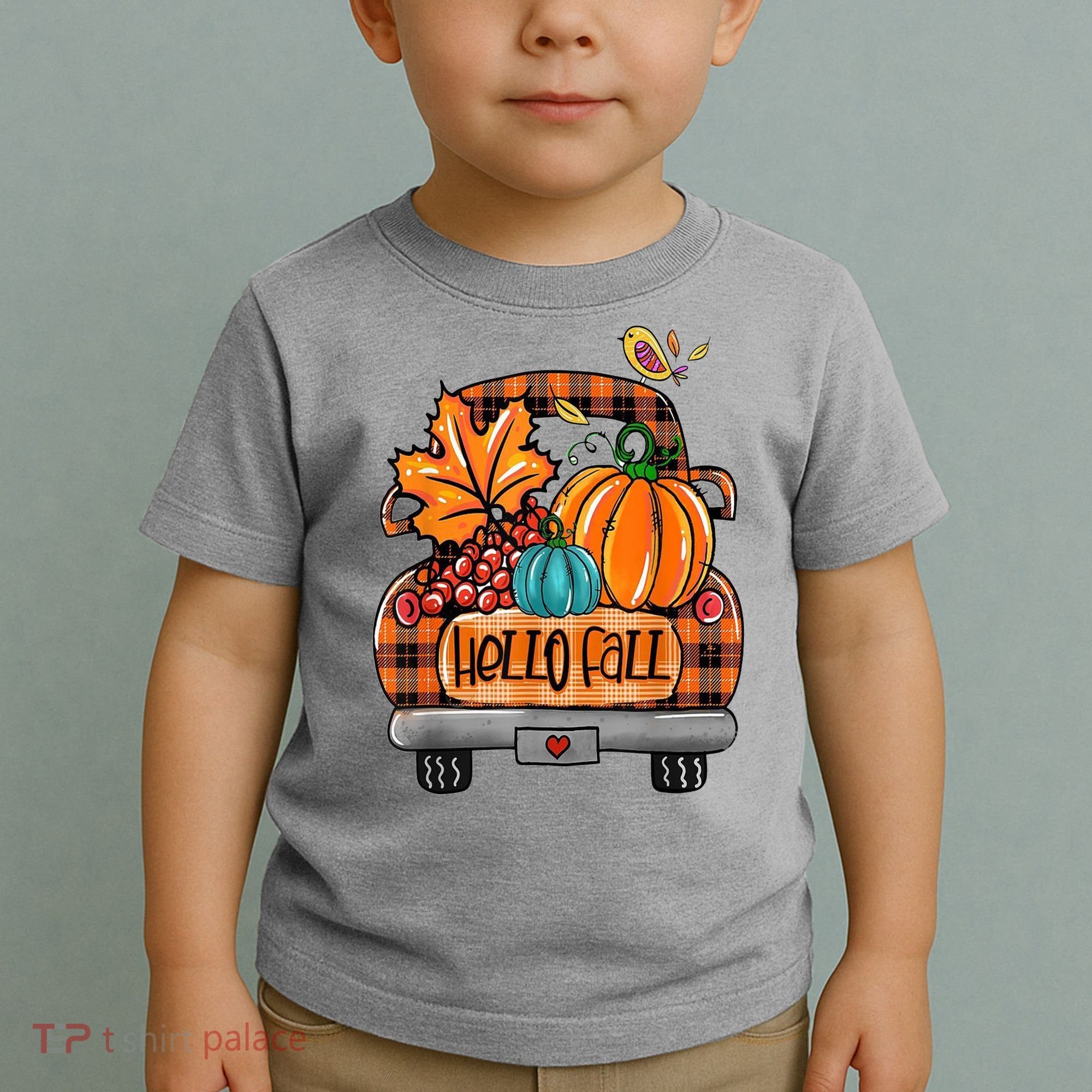Hello Fall Pumpkin Truck Cute Toddler T-Shirt