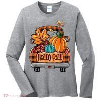 Hello Fall Pumpkin Truck Cute Women's Long Sleeve Shirt thumb 0