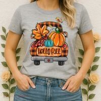 Hello Fall Pumpkin Truck Cute Women's T-Shirt thumb 2