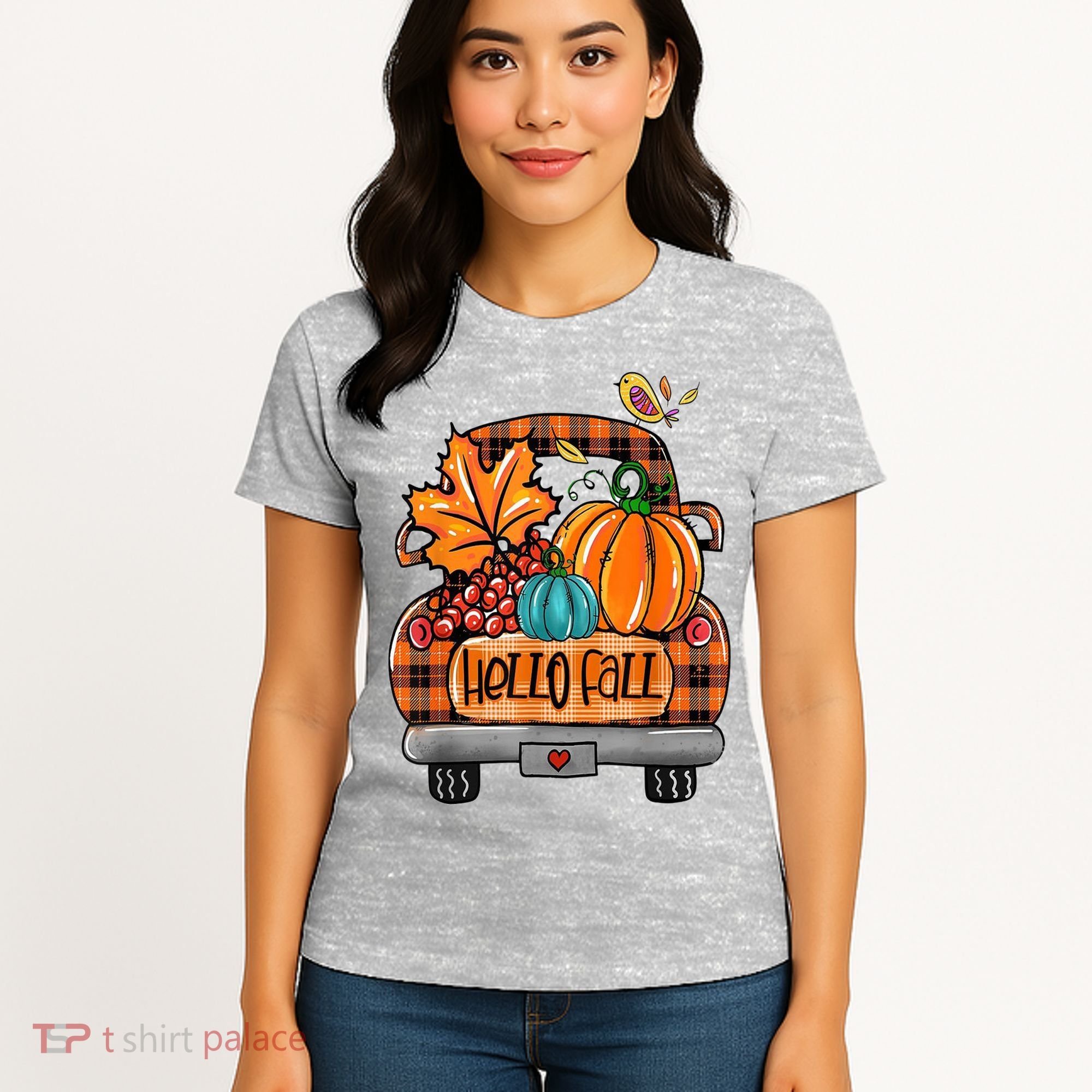 Hello Fall Pumpkin Truck Cute Women's T-Shirt