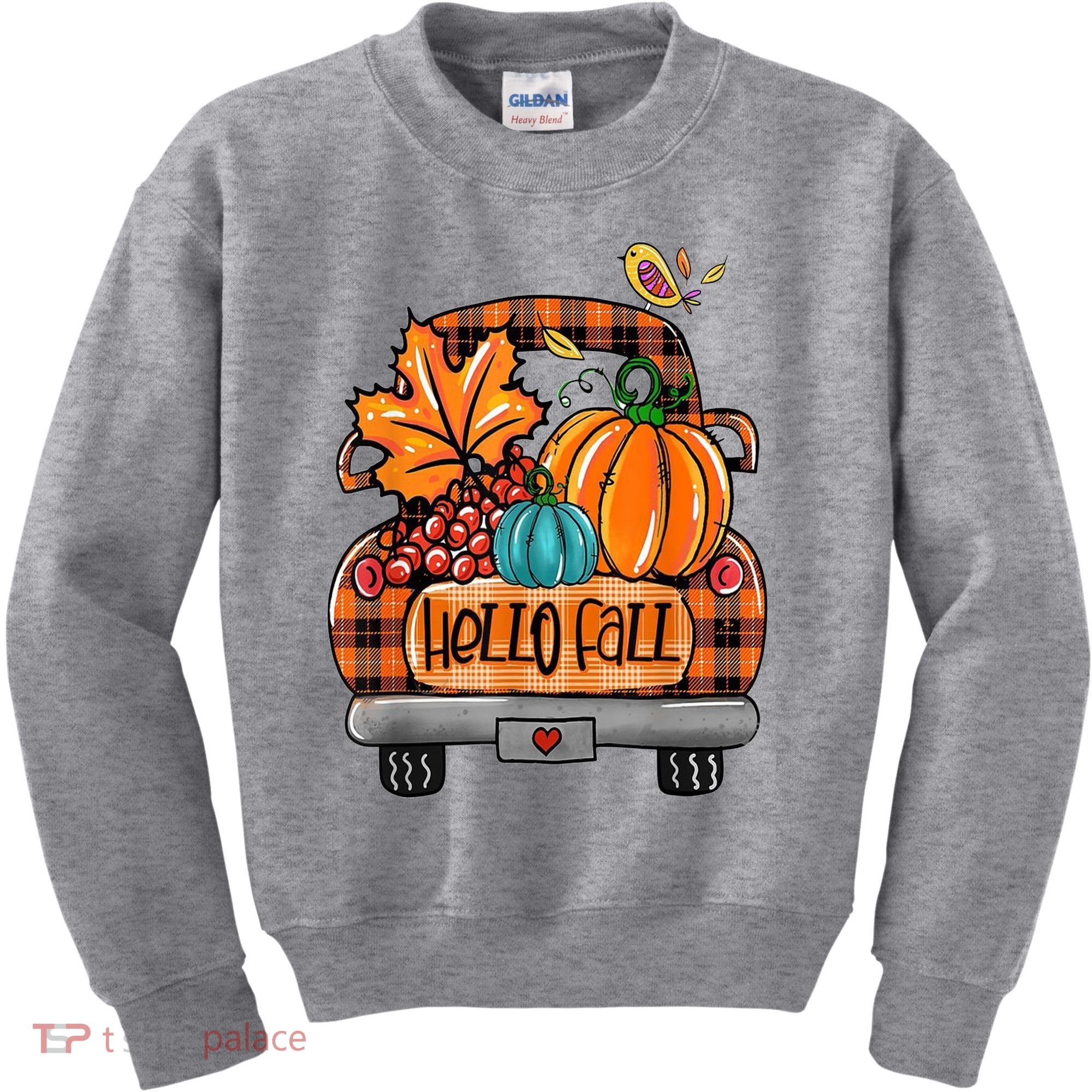 Hello Fall Pumpkin Truck Cute Kids Sweatshirt
