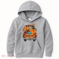 Hello Fall Pumpkin Truck Cute Kids Hoodie thumb 0